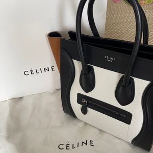 Celine tote - black white and brown suede